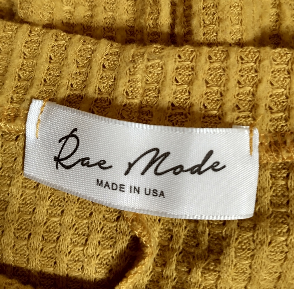 Mustard Yellow Waffle Knit Cold Shoulder Top - Picture 2 of 12
